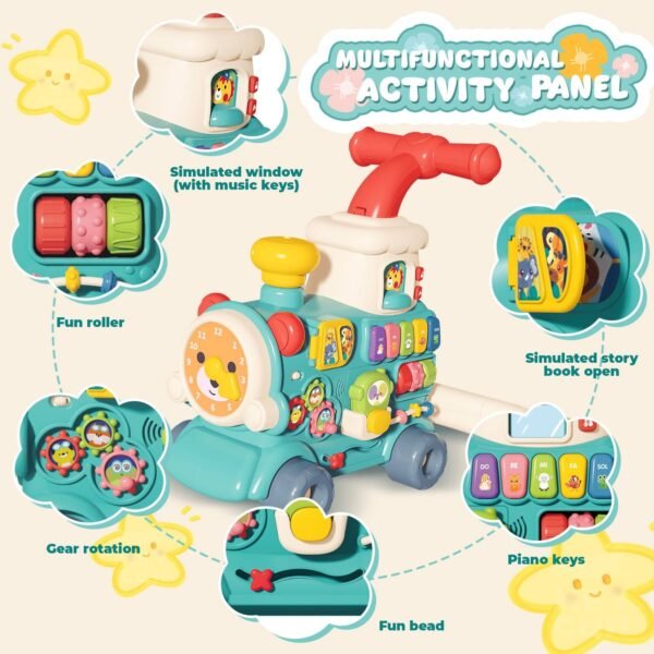5in1 Educational Learning Walking Train Baby Walker Trolley with Wheels and Seat - Image 7