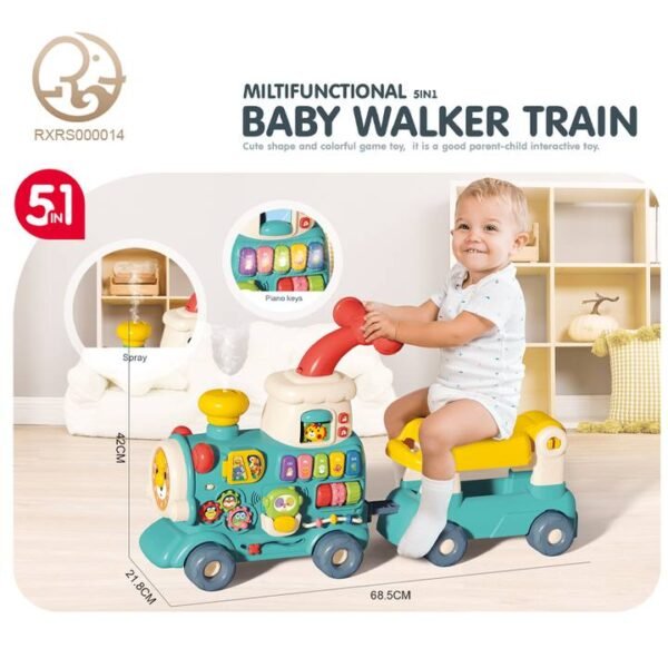 5in1 Educational Learning Walking Train Baby Walker Trolley with Wheels and Seat - Image 4