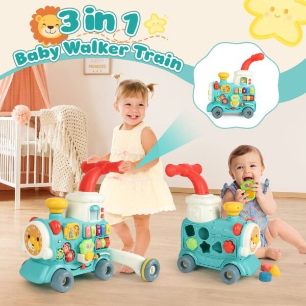 5in1 Educational Learning Walking Train Baby Walker Trolley with Wheels and Seat - Image 6