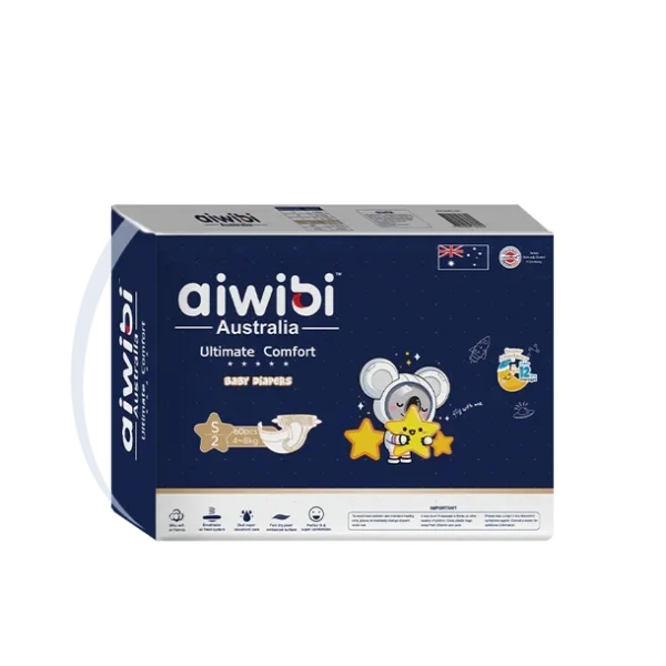 Aiwibi Australia Ultimate Comfort Baby Diapers S (4-8KG) 60pcs