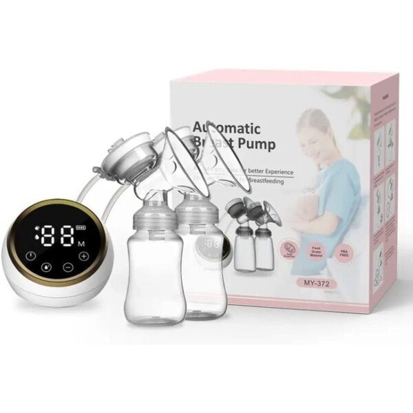 Automatic Breast Pump, Double Pump Breast Milk Pump High Suction, Massage & Gas-Liquid Separation, LED Display, Low Noise & Painless Breastfeeding – Electric Breast Pump