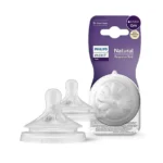 Avent Philips Natural Response Baby Bottle Teat Flow 1 Teats for Newborn Babies BPA Free - Pack of 2