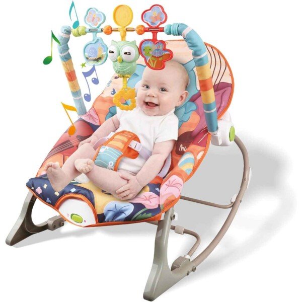 Infant To Toddler Baby Rocker With Musical Toy Bar And Vibrations