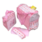 Diaper & Accessories Bag, 4-in-1, Large Bag with Hand Bag, Mat & Feeder Cover - Pink - 2929  (Single)