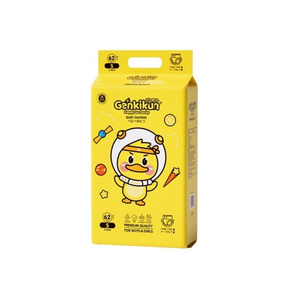 Genkikun Happy Go Ducky Baby Tape Size - S (4-8kg) 62pcs