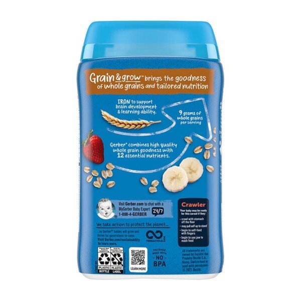 Gerber Lil' Bits" Oatmeal Banana Strawberry Cereal (8+mnths) 227gm - Image 2