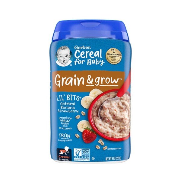 Gerber Lil' Bits" Oatmeal Banana Strawberry Cereal (8+mnths) 227gm
