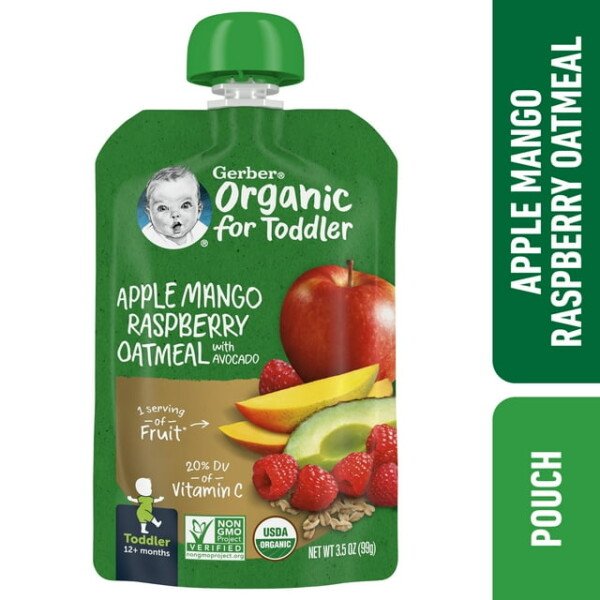 Gerber Organic Apple Mango Raspberry Oatmeal with Avocado Puree 99gm