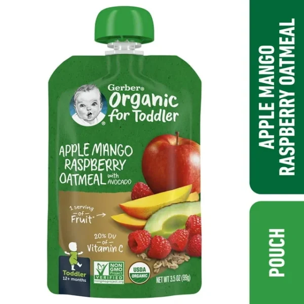 apple mango raspberry oatmeal toddler snack