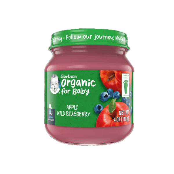 Gerber Organic For Baby Apple & Wild Blueberry (6+mnths) 113gm