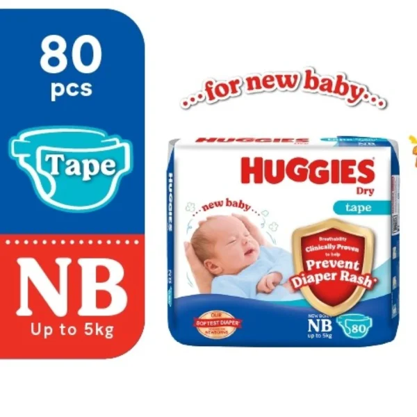 Huggies Dry Tape NB (Upto 5KG) 80pcs