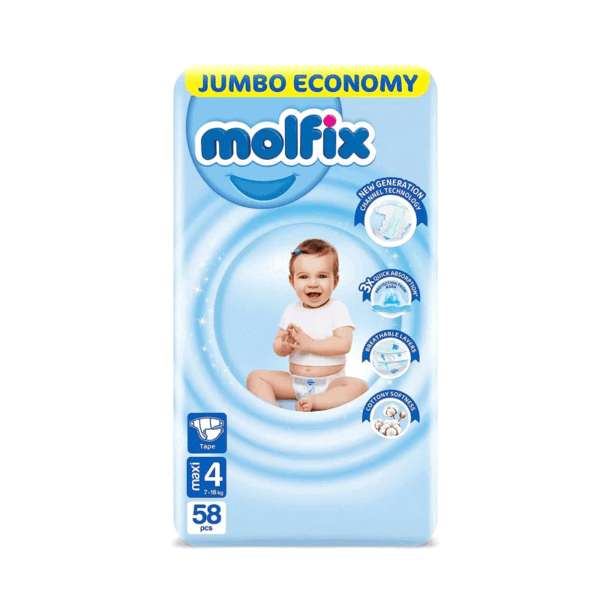 Molfix Size - 4 (Belt System) (7-18kg) 58pcs