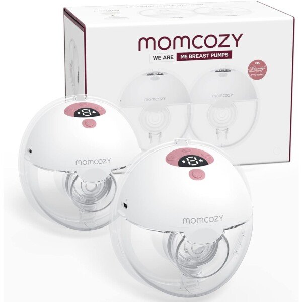 Momcozy Wearable Breast Pump Electric Breastfeeding Breast Pump M5, 2 Pack Olive Black