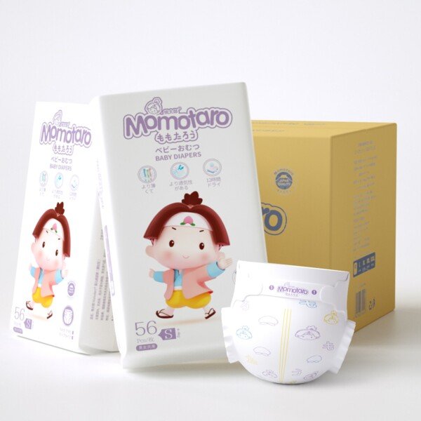 Momotaro Baby Diapers Belt S - 56 Pcs (4-8Kg) 56 Pcs