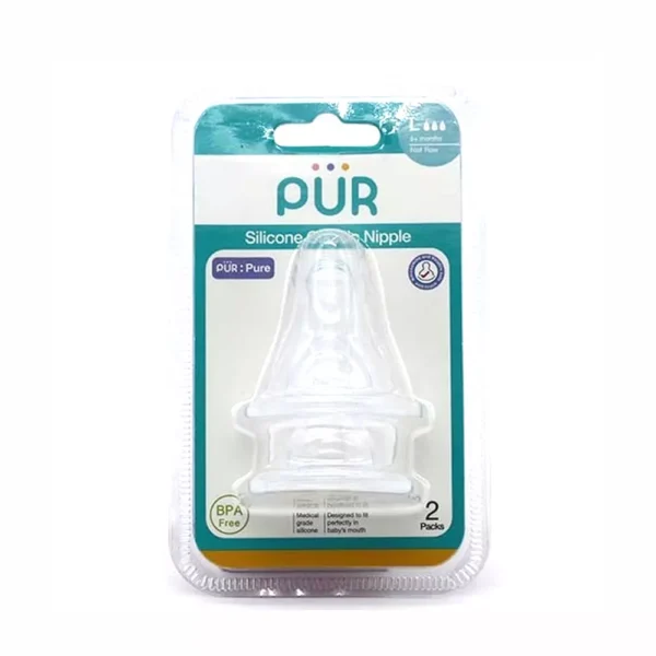 PUR Comfort Feeder 2 Silicone Nipple (L 6m+ Baby) Fast Flow