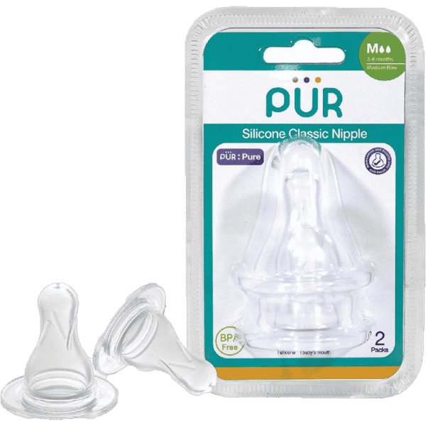PUR Comfort Feeder 2 Silicone Nipple (M 3-6m Baby) Medium Flow
