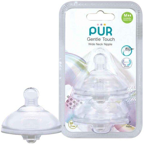 PUR Gentle Touch 2 Wide Neck Nipple (L 6+m Baby) Fast Flow