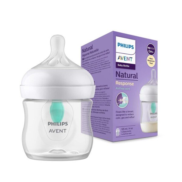 Philips Avent Natural Baby Feeding Bottle - No.1 Brand Recommended by Moms Worldwide - Ideal for 0 months+ Natural Response Technology Mimics Breastfeeding - Uniquely Designed Nipple releases milk only when baby drinks - Pack of 1 - SCY900/01
