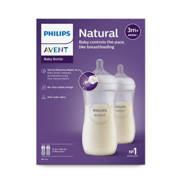 Philips Avent Natural Response Feeding Bottle (3m+) 330ml (2pcs Box)