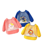 Summer children's overalls for babies to eat waterproof and anti-dirty girls' aprons long-sleeved reverse-wearing clothes summer boys and babies rice pockets
