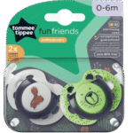 Tommee Tippee 2pcs 0-6month Babies Fun Friends Soothers  Pacifiers for Newborns, Symmetrical Orthodontic Design
