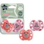 Tommee Tippee Soothers Fun Friends Orthodontic BPA Free 6-18 Months Assorted Colour, Set of 2