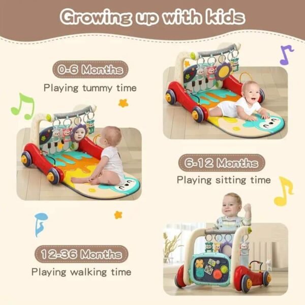 Andanna Sit-to-Stand Walker Toys for 0-24 Months Boy Girl, Baby Walker Play Mat,Toddlers Play Piano Tummy Time,Boy & Girl Gifts for Newborn Baby Toddler 0 to 3 6 9 12 Months - Image 4