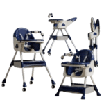 Baby dining chair multi -functional portabe and foldable chair with (can be lying, folded+leather+play+dual+wheel)
