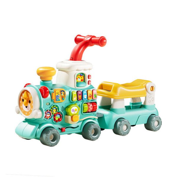 5in1 Educational Learning Walking Train Baby Walker Trolley with Wheels and Seat