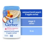 Gerber hearty digestive oatmeal lentil peach & apple cereal 227g – Powerblend (227g)