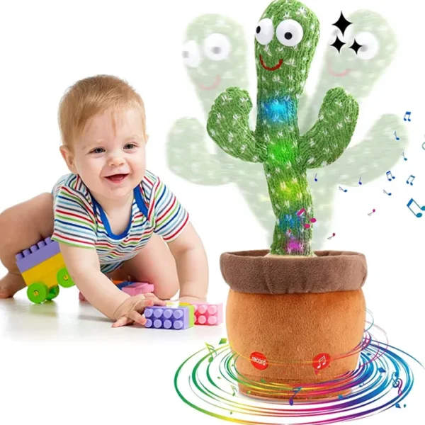 Dancing Cactus Talking Cactus Stuffed Plush Toy Electronic Toy with Song Plush Cactus Potted Toy Early Education Toy for Kids Sing Repeat Singing Rechargeable Talking Funny Cute Cactus 120 Songs Home & Office Decoration
