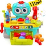 HOLA Robot Workbench for 1 Year Old Boys - 11-in-1 Tool Set With Sounds and Lights, Baby Tool Bench Birthday Gift, Toys for 12-18 Months Toddlers