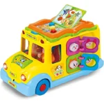 Hola Children Electric School Bus Music Car Including 8 Games & Animal Calls Early Educational Toys For Children Gift
