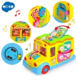 Hola Children Electric School Bus Music Car Including 8 Games and Animal Calls Early Educational Toys For Children Gift