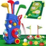 Letapapa Kids Golf Club Set, Toddler Golf Set with Golf Board, Putting Mat, 8 Balls, 4 Golf Clubs and Golf Cart, Indoor and Outdoor Sports Toys Gifts for Boys Girls Aged 2 3 4 5 6 Years Old (Blue)