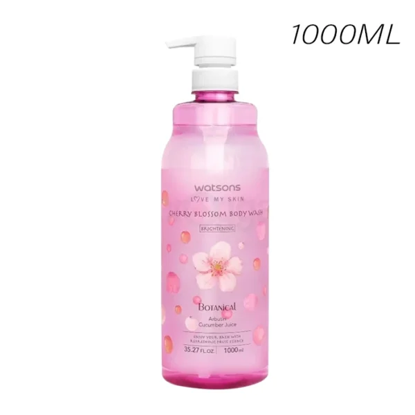 Watson's Botanical Arbutin Cucumber Juice Brightening Cherry Blossom Body Wash (Pump) 1000ml