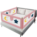 1.9m Portable Adjustable Baby Crib Safety Barrier for Durable Modern Style Bed Side Fence Guard Space-Saving Toddler Rails on Sa