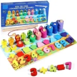 6 in 1 Logarithmic Board- Activity Toys- Color, Count, Fishing, Shape, Number and Basic Math