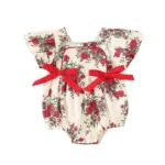 BUy Girl Baby Romper Style Suit White with Red Floral Pattern online
