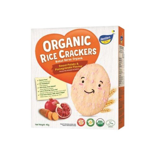 Tenten Organic Rice Crackers Sweet Potato Pomegranate 40g