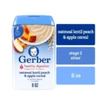 Gerber hearty digestive oatmeal lentil peach & apple cereal 227g