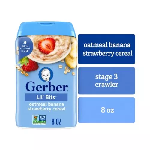 Gerber Lil' Bits Oatmeal Banana Strawberry Cereal 227gm