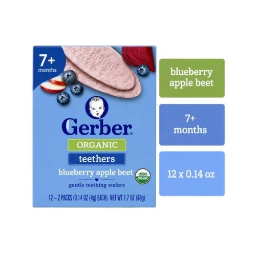 Gerber Organic Blueberry Apple Beet Teething Wafers 48gm