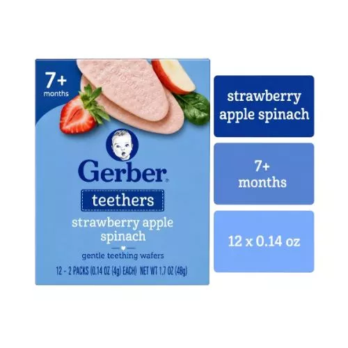 Gerber Strawberry Apple Spinach Teethers Wafers 48gm