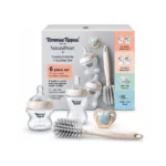Tommee Tippee Natural Start PP Bottle Newborn Set with baby feeding bottles, pacifier and bottle brush. A practical BPA-free feeding set for newborns.